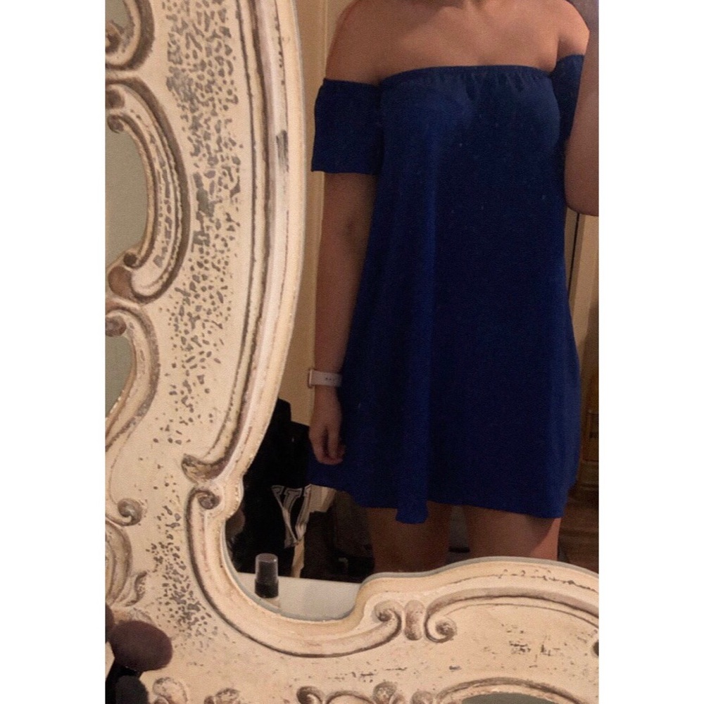 Royal blue OTS dress. Worn once!